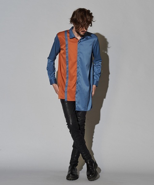 NO ID.（ノーアイディ）の「ms4726-ダブルプラケットロングＳＨ シャツ（シャツ/ブラウス・メンズ・ピンク系その他/ブラック/サックスブルー/パープル・ONE SIZE）」の11枚目の写真