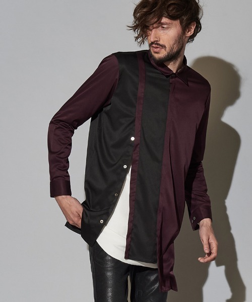 NO ID.（ノーアイディ）の「ms4726-ダブルプラケットロングＳＨ シャツ（シャツ/ブラウス・メンズ・ピンク系その他/ブラック/サックスブルー/パープル・ONE SIZE）」の13枚目の写真