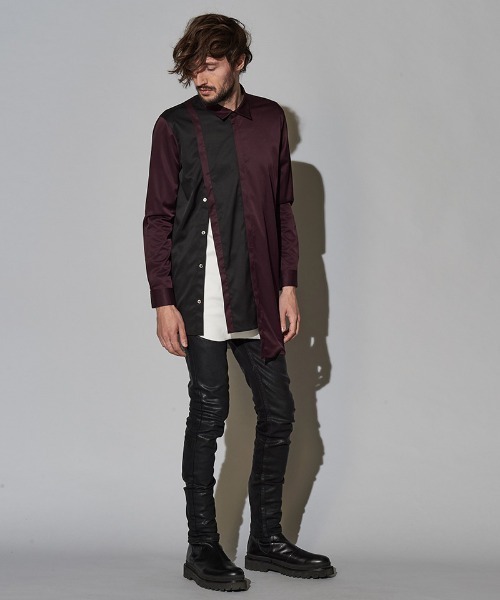 NO ID.（ノーアイディ）の「ms4726-ダブルプラケットロングＳＨ シャツ（シャツ/ブラウス・メンズ・ピンク系その他/ブラック/サックスブルー/パープル・ONE SIZE）」の14枚目の写真