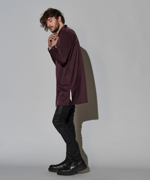 NO ID.（ノーアイディ）の「ms4726-ダブルプラケットロングＳＨ シャツ（シャツ/ブラウス・メンズ・ピンク系その他/ブラック/サックスブルー/パープル・ONE SIZE）」の15枚目の写真