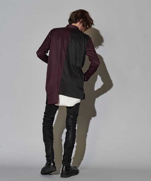 NO ID.（ノーアイディ）の「ms4726-ダブルプラケットロングＳＨ シャツ（シャツ/ブラウス・メンズ・ピンク系その他/ブラック/サックスブルー/パープル・ONE SIZE）」の16枚目の写真