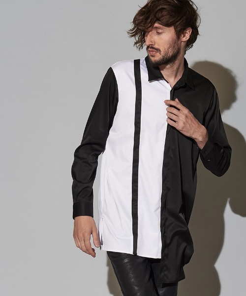 NO ID.（ノーアイディ）の「ms4726-ダブルプラケットロングＳＨ シャツ（シャツ/ブラウス・メンズ・ピンク系その他/ブラック/サックスブルー/パープル・ONE SIZE）」の17枚目の写真