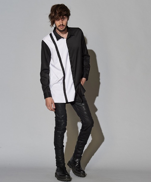 NO ID.（ノーアイディ）の「ms4726-ダブルプラケットロングＳＨ シャツ（シャツ/ブラウス・メンズ・ピンク系その他/ブラック/サックスブルー/パープル・ONE SIZE）」の18枚目の写真