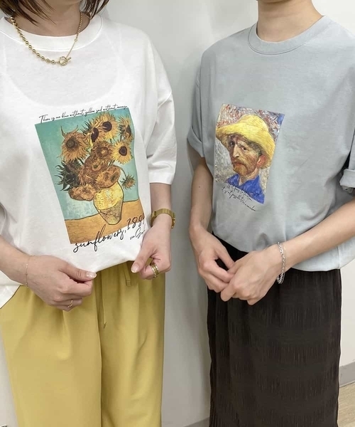 a.v.v（アーヴェヴェ）の「【接触冷感】プリントTシャツ ゴッホ 「自画像」[WEB限定サイズ]（Tシャツ/カットソー・メンズ・ホワイト/ライトブルー・46/48/52/44/50）」の8枚目の写真