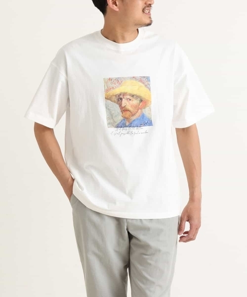 a.v.v（アーヴェヴェ）の「【接触冷感】プリントTシャツ ゴッホ 「自画像」[WEB限定サイズ]（Tシャツ/カットソー・メンズ・ホワイト/ライトブルー・46/48/52/44/50）」の15枚目の写真