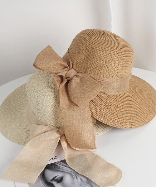 SFW（エスエフダブリュー）の「大きなリボンがポイント 麦わら風バケットハット（ハット・レディース・ブラック/ベージュ/カーキ/ブラウン系・FREE）」の8枚目の写真
