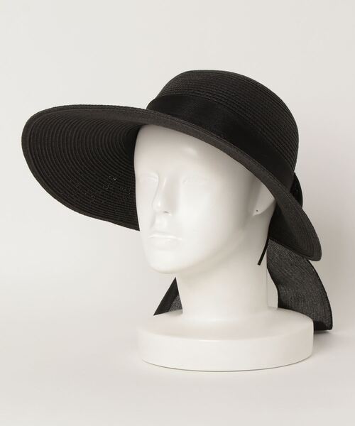 SFW（エスエフダブリュー）の「大きなリボンがポイント 麦わら風バケットハット（ハット・レディース・ブラック/ベージュ/カーキ/ブラウン系・FREE）」の10枚目の写真