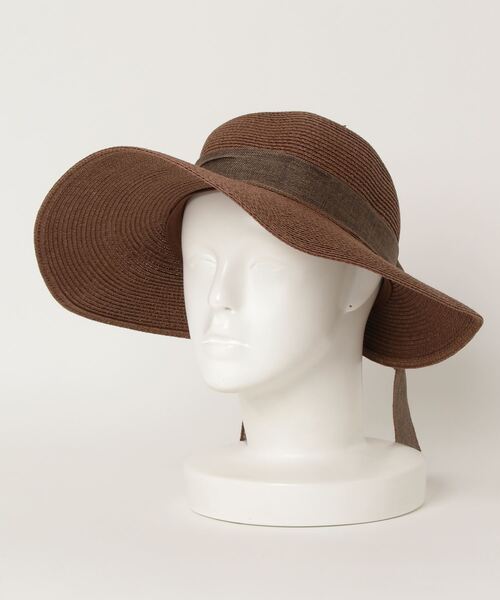 SFW（エスエフダブリュー）の「大きなリボンがポイント 麦わら風バケットハット（ハット・レディース・ブラック/ベージュ/カーキ/ブラウン系・FREE）」の5枚目の写真