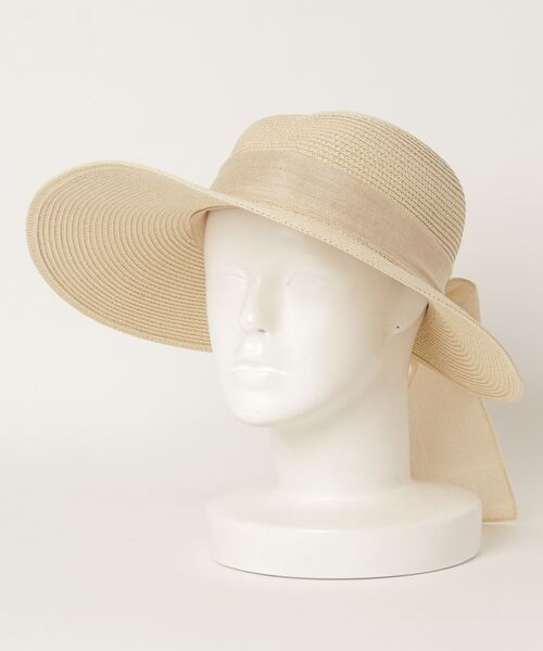 SFW（エスエフダブリュー）の「大きなリボンがポイント 麦わら風バケットハット（ハット・レディース・ブラック/ベージュ/カーキ/ブラウン系・FREE）」の6枚目の写真