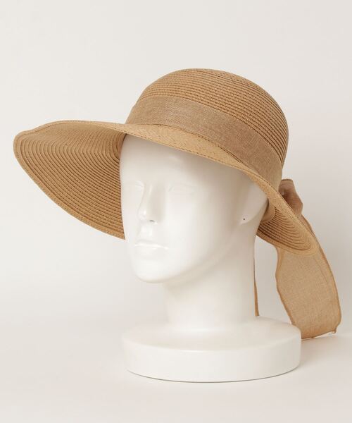 SFW（エスエフダブリュー）の「大きなリボンがポイント 麦わら風バケットハット（ハット・レディース・ブラック/ベージュ/カーキ/ブラウン系・FREE）」の7枚目の写真