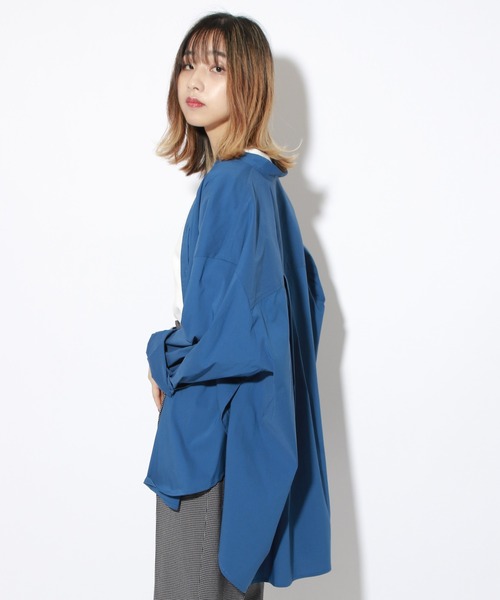 PBLIM（ページボーイリム）の「【PAGEBOYLIM】バンドカラーシャツ（シャツ/ブラウス・レディース・オフホワイト/ベージュ/ブルー・MEDIUM/LARGE）」の6枚目の写真