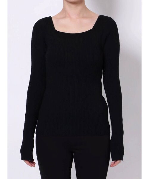 LAGUNAMOON（ラグナムーン）の「スリットボタンメランジニットプルオーバー（ニット/セーター・レディース・グレー/ブラック/モカ・FREE）」の5枚目の写真