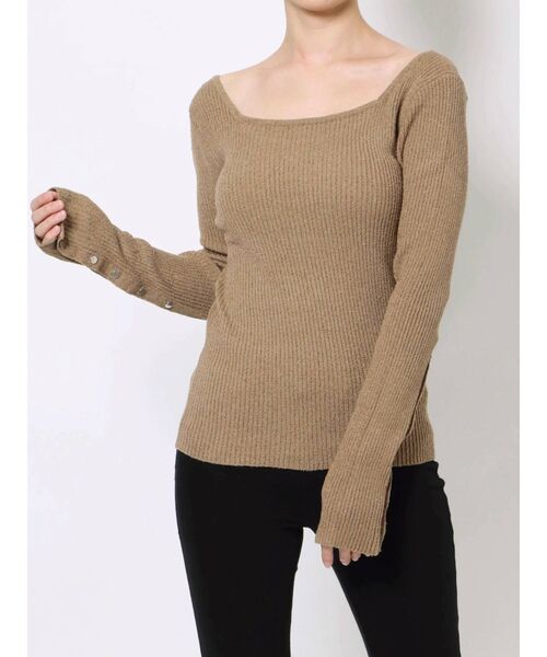 LAGUNAMOON（ラグナムーン）の「スリットボタンメランジニットプルオーバー（ニット/セーター・レディース・グレー/ブラック/モカ・FREE）」の17枚目の写真