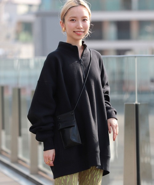 Ray BEAMS(レイビームス)の「Champion × Ray BEAMS / 別注 リバースウィーブ(R) ハーフジップ プルオーバー(スウェット・レディース・ブラック/シルバーグレー/オレンジ系その他・ONE SIZE)」の14枚目の写真