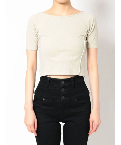 EMODA(エモダ)の「スイッチングリブトップ(Tシャツ/カットソー・レディース・ホワイト/ブラック/マスタード・FREE)」の11枚目の写真