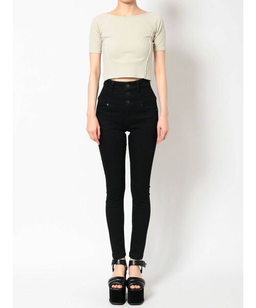 EMODA(エモダ)の「スイッチングリブトップ(Tシャツ/カットソー・レディース・ホワイト/ブラック/マスタード・FREE)」の17枚目の写真