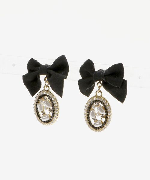 MAJESTIC LEGON（マジェスティックレゴン）の「classicリボンピアス（ピアス（両耳用）・レディース・アイボリー/ブラック・FREE）」の3枚目の写真