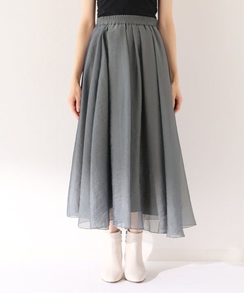 オーガンジースカート【手洗い可能/ウエストゴム】◇（スカート  