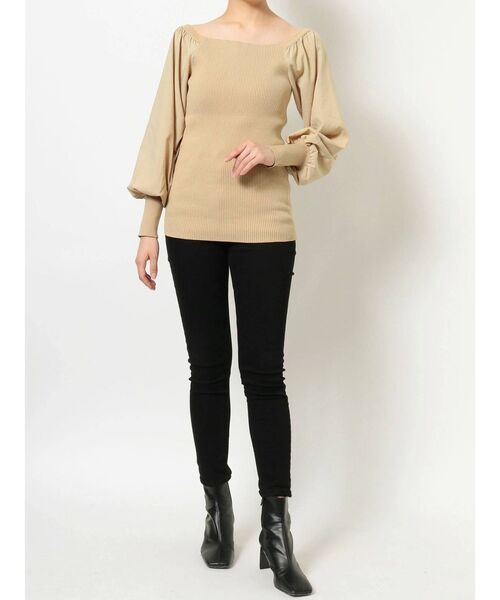 LAGUNAMOON（ラグナムーン）の「オフショルリブニットプルオーバー（ニット/セーター・レディース・ブラック/ベージュ/ボルドー・FREE）」の12枚目の写真