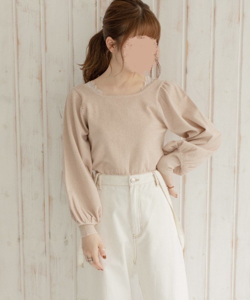 Mysa&Liina by yuririn（ミーサリーナバイユリリン）の「２WAY袖ボリュームラメニット（ニット/セーター・レディース・アイボリー/グリーン/ピンクベージュ/ブラウン・M）」の16枚目の写真