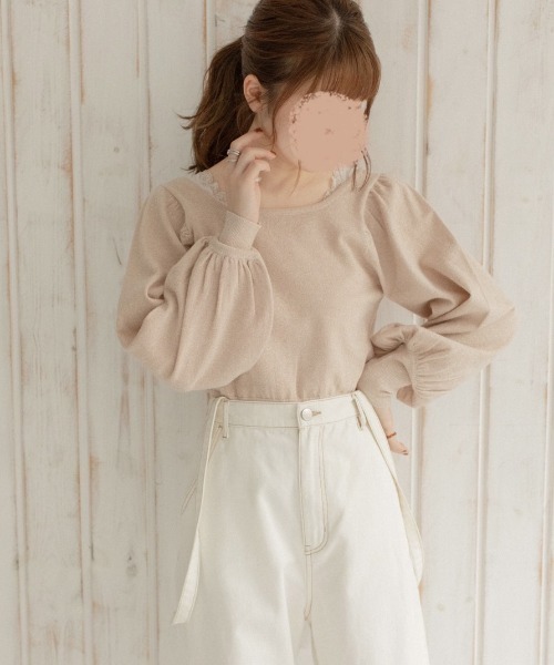 Mysa&Liina by yuririn（ミーサリーナバイユリリン）の「２WAY袖ボリュームラメニット（ニット/セーター・レディース・アイボリー/グリーン/ピンクベージュ/ブラウン・M）」の17枚目の写真