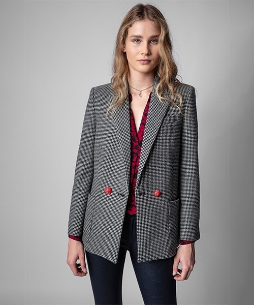 ZADIG&VOLTAIRE（ザディグ　エ　ヴォルテール）の「VISKO PIED DE POULE VESTE（テーラードジャケット・レディース・ブラック系その他・38/36/34）」の9枚目の写真