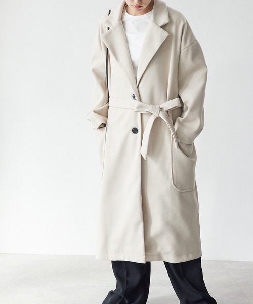 ECRIRE(エクリール)の「リボン付きマキシ丈 ドロップショルダービッグポケットオーバーチェスターコート(チェスターコート・レディース・グレー系その他/ダークグリーン/パープル/ベージュ/ブラウン系その他/ダークブラウン・M)」の21枚目の写真