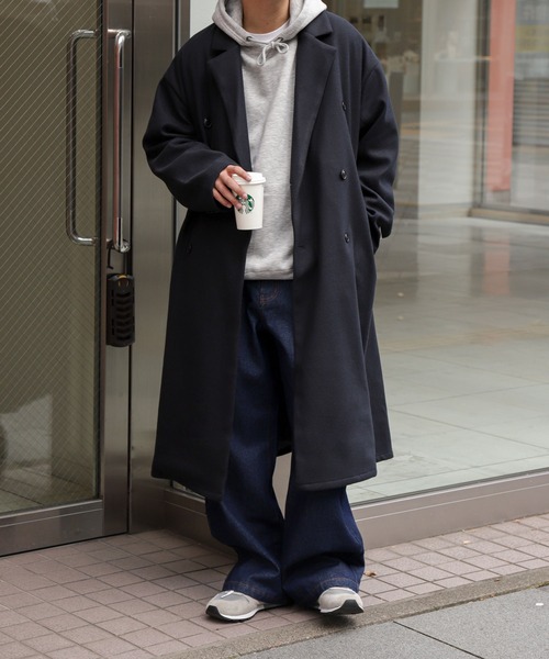 ZIP FIVE（ジップファイブ）の「【ZIP FIVE】 ウールライク ロング オーバー コート  / チェスターコート（チェスターコート・メンズ・ブラック/ネイビー/グレイッシュベージュ/チャコール/カーキ/アイボリー・MEDIUM/LARGE）」の19枚目の写真