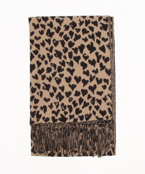 AZUL by moussy（アズールバイマウジー）の「HEART LEOPARD STOLE/ハートレオパードストール（ストール/ショール・レディース・レッド系その他/ベージュ系その他/ブラック系その他・FREE）」の3枚目の写真