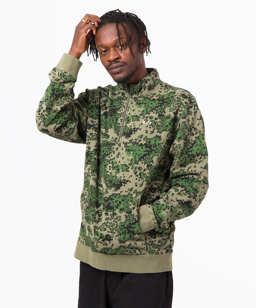 Stone  カモフラージュハーフジップフーディ HUF（ハフ）の「CONTRA 1/4 ZIP FLEECE / HUF ハーフジップ フリース