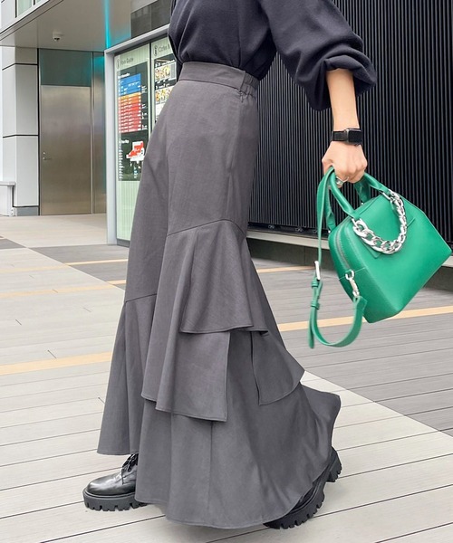 PAGEBOY（ページボーイ）の「デザインティアードスカート（スカート・レディース・チャコールグレー/ブラック/アクア・FREE）」の19枚目の写真