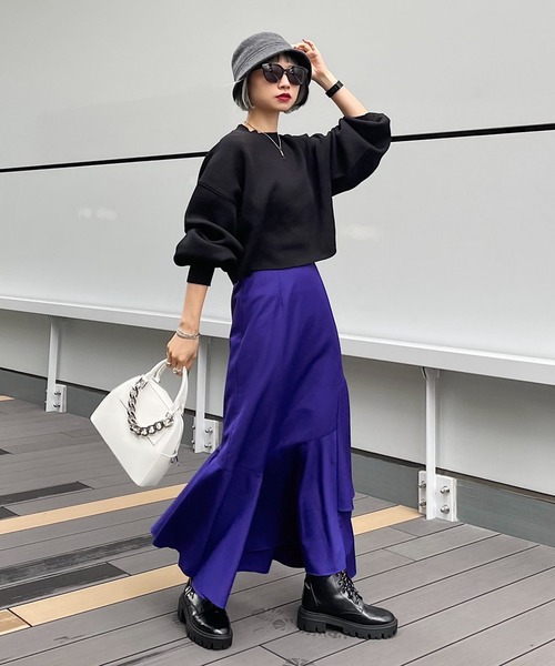 PAGEBOY（ページボーイ）の「デザインティアードスカート（スカート・レディース・チャコールグレー/ブラック/アクア・FREE）」の5枚目の写真