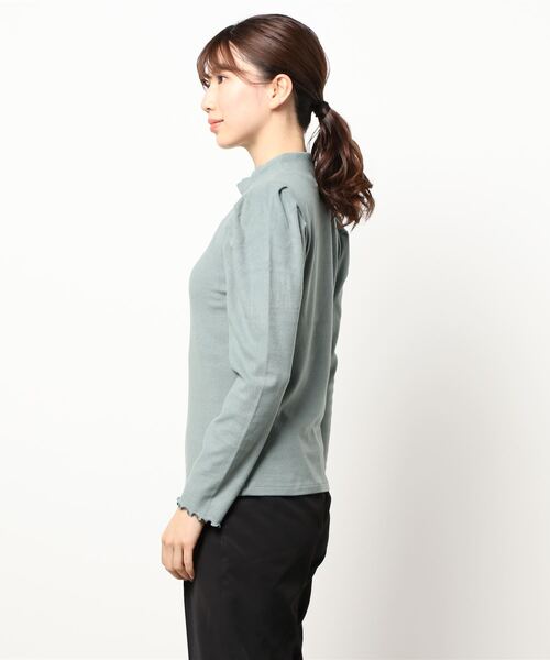 Cheek（チーク）の「リブハイネックトップス（Tシャツ/カットソー・レディース・グレイッシュベージュ/ブラック/グリーン/モカ・MEDIUM）」の11枚目の写真