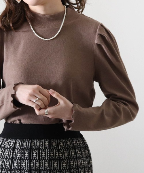 Cheek（チーク）の「リブハイネックトップス（Tシャツ/カットソー・レディース・グレイッシュベージュ/ブラック/グリーン/モカ・MEDIUM）」の18枚目の写真