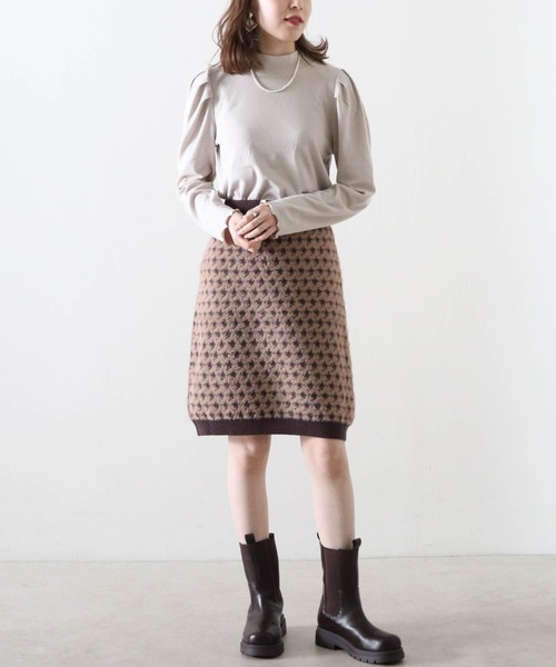 Cheek（チーク）の「リブハイネックトップス（Tシャツ/カットソー・レディース・グレイッシュベージュ/ブラック/グリーン/モカ・MEDIUM）」の14枚目の写真