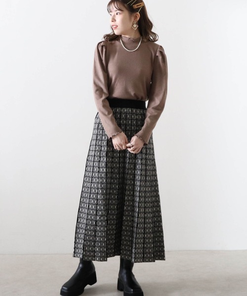 Cheek（チーク）の「リブハイネックトップス（Tシャツ/カットソー・レディース・グレイッシュベージュ/ブラック/グリーン/モカ・MEDIUM）」の17枚目の写真