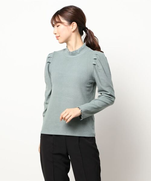 Cheek（チーク）の「リブハイネックトップス（Tシャツ/カットソー・レディース・グレイッシュベージュ/ブラック/グリーン/モカ・MEDIUM）」の22枚目の写真