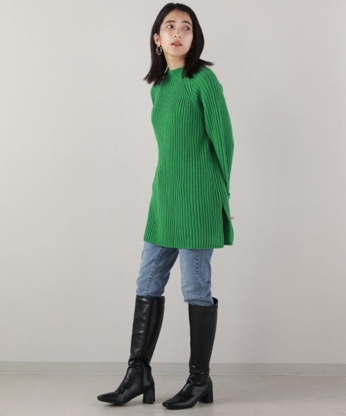 Bou Jeloud（ブージュルード）の「リブフレアニットチュニック（ニット/セーター・レディース・チャコールグレー/ブルー/グリーン/グレイッシュベージュ・FREE）」の15枚目の写真