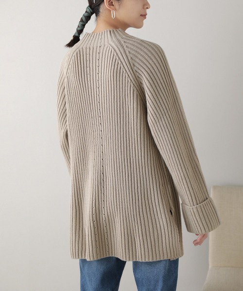 Bou Jeloud（ブージュルード）の「リブフレアニットチュニック（ニット/セーター・レディース・チャコールグレー/ブルー/グリーン/グレイッシュベージュ・FREE）」の18枚目の写真