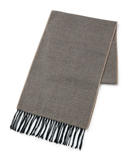 ADAM ET ROPE'（アダムエロペ）の「イタリア製ヘリンボーンマフラー（マフラー・メンズ・ブラック/ネイビー/ベージュ・FREE）」の3枚目の写真