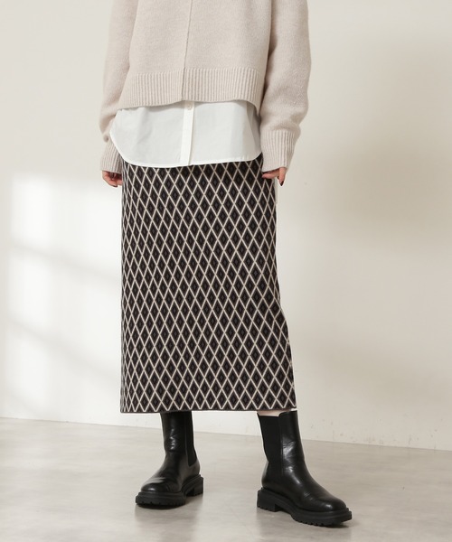 N.（N. Natural Beauty Basic）（エヌエヌナチュラルビューティーベーシック）の「◆ジャガードニットタイトスカート（スカート・レディース・パープル/グレー・MEDIUM）」の2枚目の写真