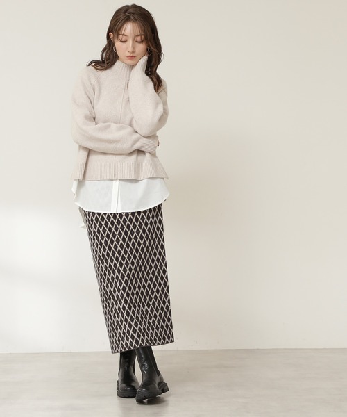 N.（N. Natural Beauty Basic）（エヌエヌナチュラルビューティーベーシック）の「◆ジャガードニットタイトスカート（スカート・レディース・パープル/グレー・MEDIUM）」の4枚目の写真