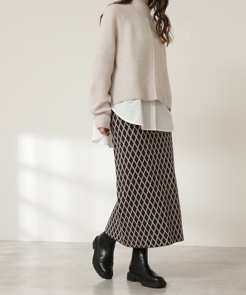 N.（N. Natural Beauty Basic）（エヌエヌナチュラルビューティーベーシック）の「◆ジャガードニットタイトスカート（スカート・レディース・パープル/グレー・MEDIUM）」の8枚目の写真