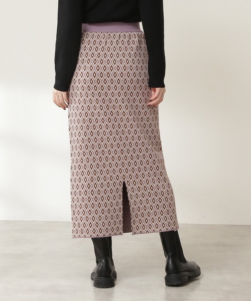 N.（N. Natural Beauty Basic）（エヌエヌナチュラルビューティーベーシック）の「◆ジャガードニットタイトスカート（スカート・レディース・パープル/グレー・MEDIUM）」の6枚目の写真