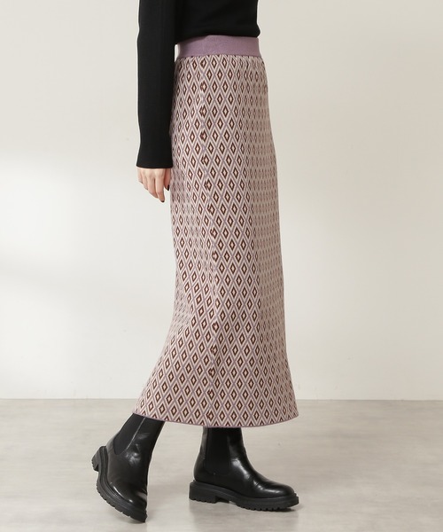 N.（N. Natural Beauty Basic）（エヌエヌナチュラルビューティーベーシック）の「◆ジャガードニットタイトスカート（スカート・レディース・パープル/グレー・MEDIUM）」の7枚目の写真