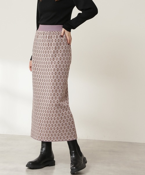 N.（N. Natural Beauty Basic）（エヌエヌナチュラルビューティーベーシック）の「◆ジャガードニットタイトスカート（スカート・レディース・パープル/グレー・MEDIUM）」の13枚目の写真