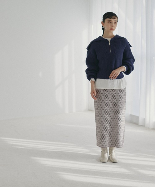 N.（N. Natural Beauty Basic）（エヌエヌナチュラルビューティーベーシック）の「◆ジャガードニットタイトスカート（スカート・レディース・パープル/グレー・MEDIUM）」の15枚目の写真