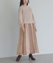 『レースドッキングケーブルニットワンピース』