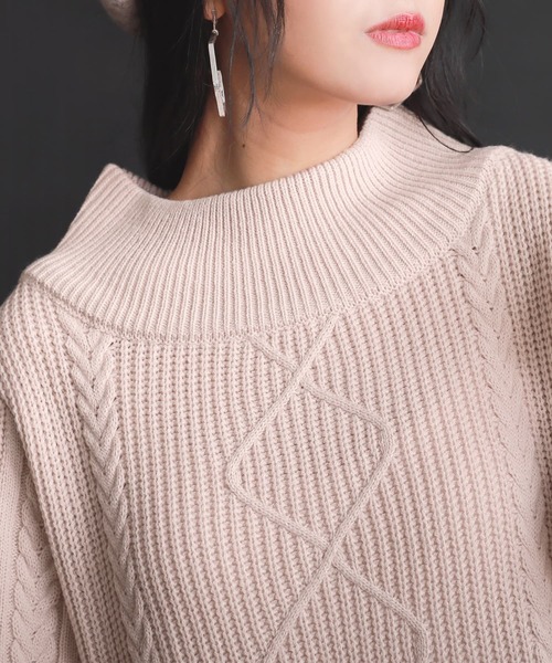 somari imagination（ソマリ イマジネーション）の「『レースドッキングケーブルニットワンピース』（ワンピース・レディース・チャコール/ピンクベージュ・1/2）」の16枚目の写真