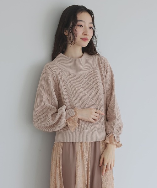 somari imagination（ソマリ イマジネーション）の「『レースドッキングケーブルニットワンピース』（ワンピース・レディース・チャコール/ピンクベージュ・1/2）」の14枚目の写真